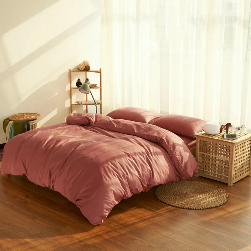 Brief style cotton Bedding Set Solid color flat sheet duvet cover stripe pillowcase king queen size home textile Grey Wine Red
Brief style cotton Bedding Set Solid color flat sheet duvet cover stripe pillowcase king queen size home textile Grey Wine Red