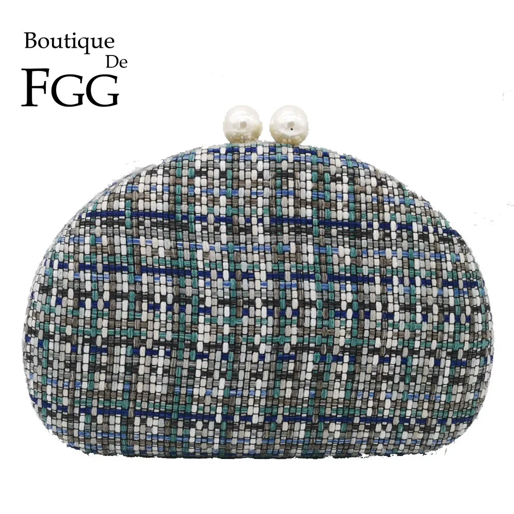 Boutique De FGG Woven Knitted Women Clutches Evening Purses and Handbags Pearls Clasp Ladies Fashion Chain Shoulder Bags
Boutique De FGG Woven Knitted Women Clutches Evening Purses and Handbags Pearls Clasp Ladies Fashion Chain Shoulder Bags