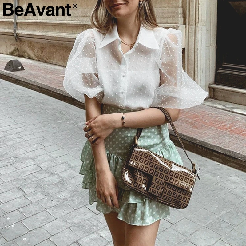 BeAvant White mesh female chiffon blouse shirt Elegant long sleeve buttons summer blouse women top Plus size fashion ladies tops
BeAvant White mesh female chiffon blouse shirt Elegant long sleeve buttons summer blouse women top Plus size fashion ladies tops