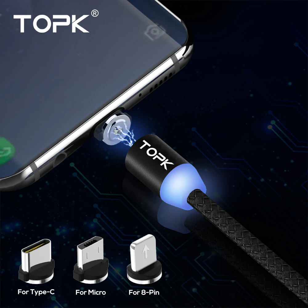 TOPK 1M LED Magnetic USB Cable/Micro USB/Type-C for Samsung Xiaomi Huawei Magnet Charger For iPhone X Xs Max XR 8 7 6s 6 5 USB C
TOPK 1M LED Magnetic USB Cable/Micro USB/Type-C for Samsung Xiaomi Huawei Magnet Charger For iPhone X Xs Max XR 8 7 6s 6 5 USB C