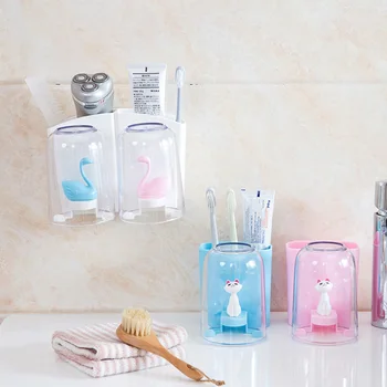 1 Set Paste-type couple toothbrush holder with tooth cup wall-mounted toothpaste storage rack Bathroom Accessories
1 Set Paste-type couple toothbrush holder with tooth cup wall-mounted toothpaste storage rack Bathroom Accessories