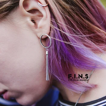 F.I.N.S Asymmetric 925 Sterling Silver Drop Earrings Simple Round Circle Tassel Dangle Earrings For Women Geometric Punk Jewelry
F.I.N.S Asymmetric 925 Sterling Silver Drop Earrings Simple Round Circle Tassel Dangle Earrings For Women Geometric Punk Jewelry