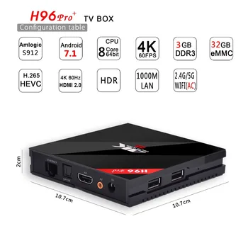

h96 pro + plus Amlogic S912 2G/16G 3G/32G tv box android 7.1 octa core ddr4 2.4G/5.8GHz Wifi 1000M BT4.1 tv box android h96 pro