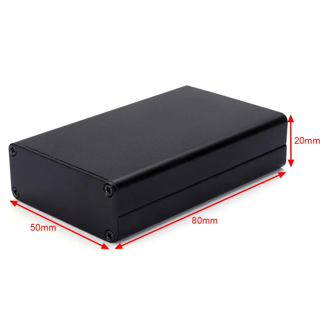 Aluminum PCB Instrument Box Enclosure DIY Electronic Project Case Panels Screws DIY Built-in Grooves Black 80x50x20mm