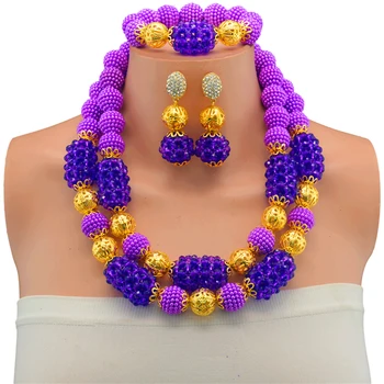 Nigerian Wedding Purple African Beads Jewelry Sets Crystal Fashion Costume Design Dubai Gold-color Jewelry Sets For Women
Nigerian Wedding Purple African Beads Jewelry Sets Crystal Fashion Costume Design Dubai Gold-color Jewelry Sets For Women