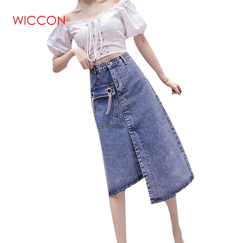 Fashion Button Denim Skirt Women 2019 Spring Summer New High Irregular Waist Long School Jeans Skirt Female
Fashion Button Denim Skirt Women 2019 Spring Summer New High Irregular Waist Long School Jeans Skirt Female