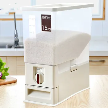 Rice barrel household rice box moisture-proof plastic 15kg automatic metering 30 kg rice cylinder storage box LM7191614 
Rice barrel household rice box moisture-proof plastic 15kg automatic metering 30 kg rice cylinder storage box LM7191614