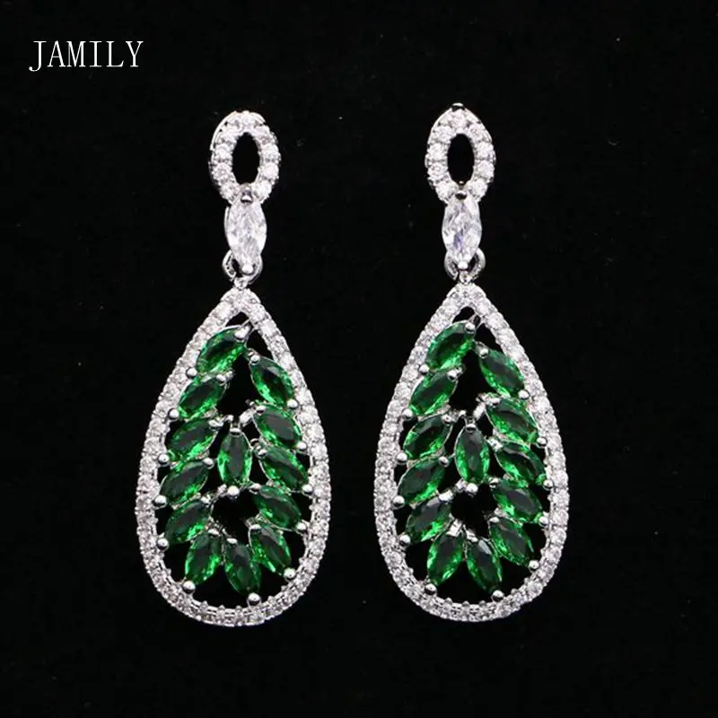 925 Sterling Silver Jewelry Earring Green Cubic Zirconia Stones Bridal Long Earrings For Women
925 Sterling Silver Jewelry Earring Green Cubic Zirconia Stones Bridal Long Earrings For Women
