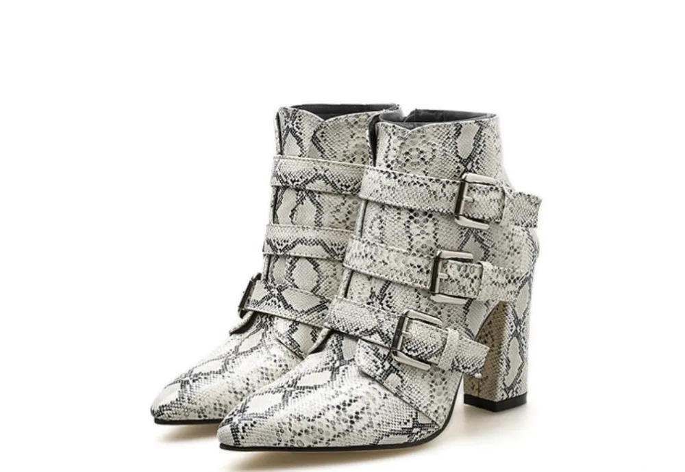 Print Snake Pu Women Ankle Boots Buckle Pointed Toe Foot wear Thick High Heels Female Boot Party Shoes Women 2018 New
Print Snake Pu Women Ankle Boots Buckle Pointed Toe Foot wear Thick High Heels Female Boot Party Shoes Women 2018 New
