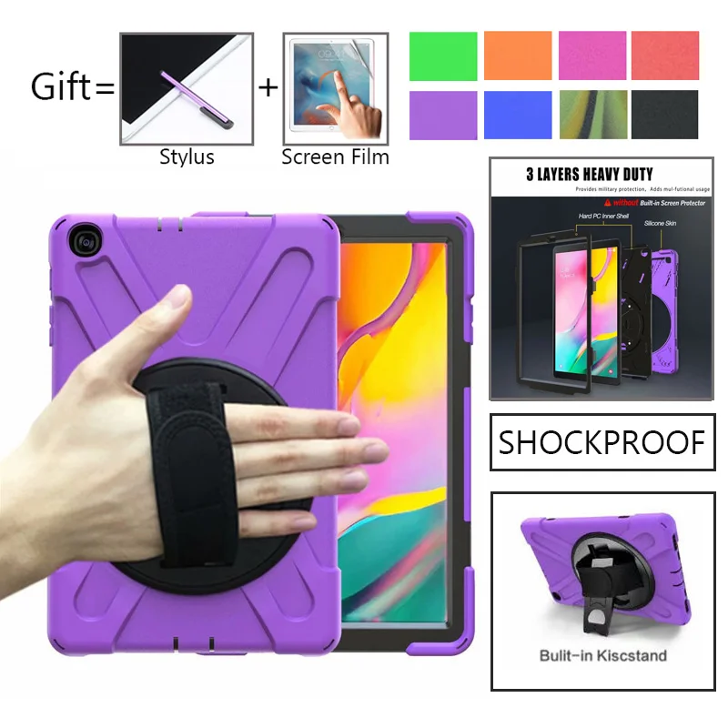 For Samsung Galaxy Tab A 10.1 2019 SM T510 T515 Sm-T515 T510 Rugged PC+Silicone hard Cover 360 Swivel Stand Holder & Hand Strap
For Samsung Galaxy Tab A 10.1 2019 SM T510 T515 Sm-T515 T510 Rugged PC+Silicone hard Cover 360 Swivel Stand Holder & Hand Strap