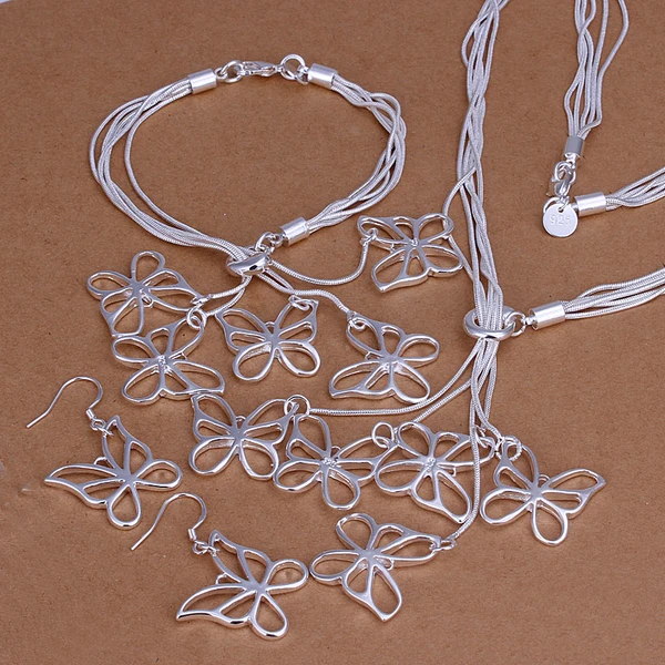 925 sterling silver high-end women's classic elegance hanging five butterfly three-piece fashion butterfly silver set
925 sterling silver high-end women's classic elegance hanging five butterfly three-piece fashion butterfly silver set