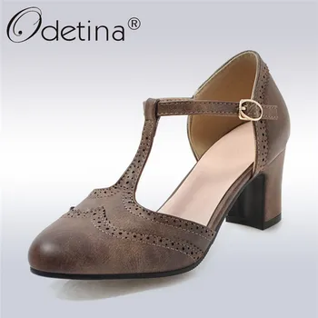 Odetina Fashion Retro Women Block Heel T-strap Pumps High Heel Oxford Shoes Buckle Ankle Strap Brogues Dress Shoes Plus Size 46
Odetina Fashion Retro Women Block Heel T-strap Pumps High Heel Oxford Shoes Buckle Ankle Strap Brogues Dress Shoes Plus Size 46