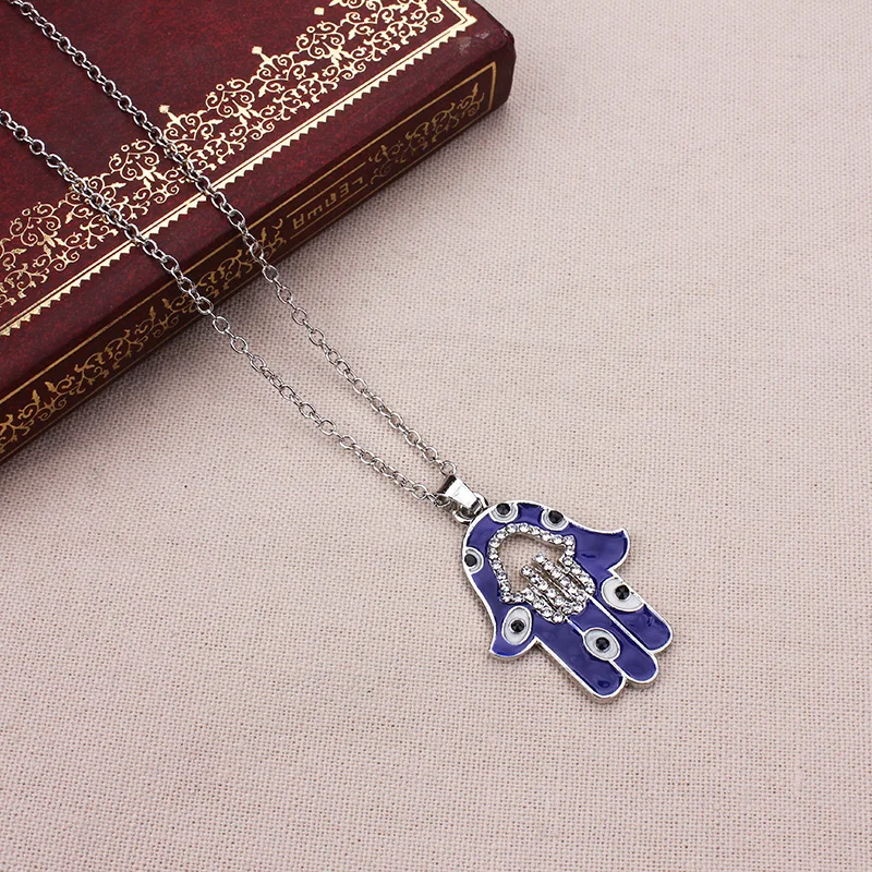 New Fashion jewelry blue hamsa hand white evil eye alloy charm necklace jewelry For women Girl Fashion Gift
New Fashion jewelry blue hamsa hand white evil eye alloy charm necklace jewelry For women Girl Fashion Gift