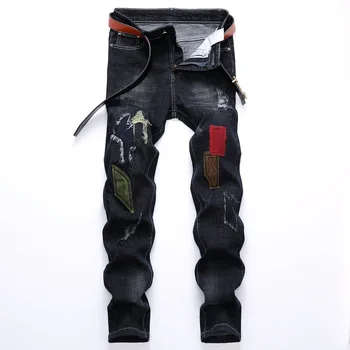 Men Biker Jeans Trousers Brand Ripped Hole Jeans Male Slim Fit Straight Denim Man Designer Patchwork Jeans Homme Vaqueros Hombre
Men Biker Jeans Trousers Brand Ripped Hole Jeans Male Slim Fit Straight Denim Man Designer Patchwork Jeans Homme Vaqueros Hombre