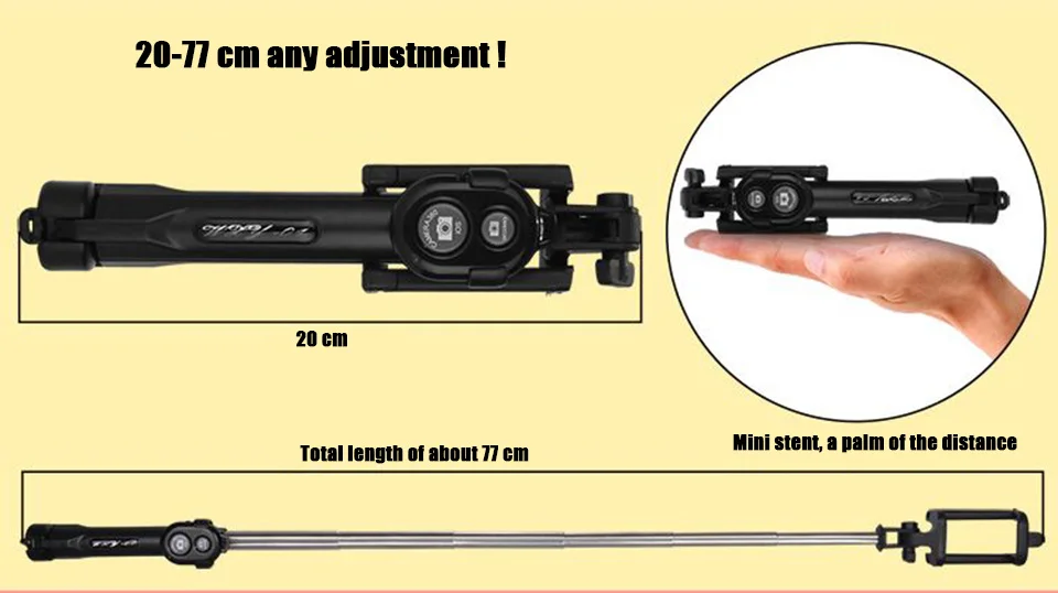 FGHGF Handheld mini Tripod Phone selfie stick Bluetooth Shutter Remote Controller Foldable Wireless for iPhone Selfie Stick