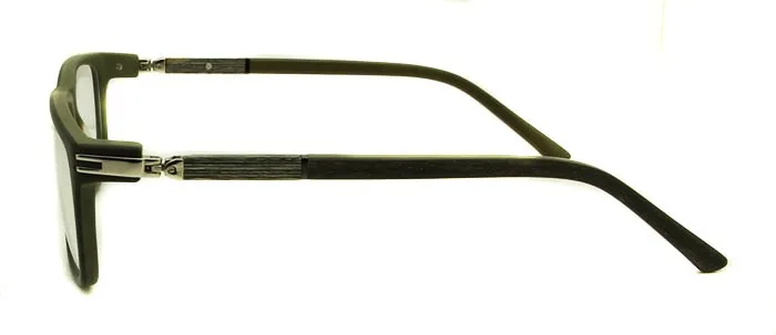Detailed view of green eyeglasses