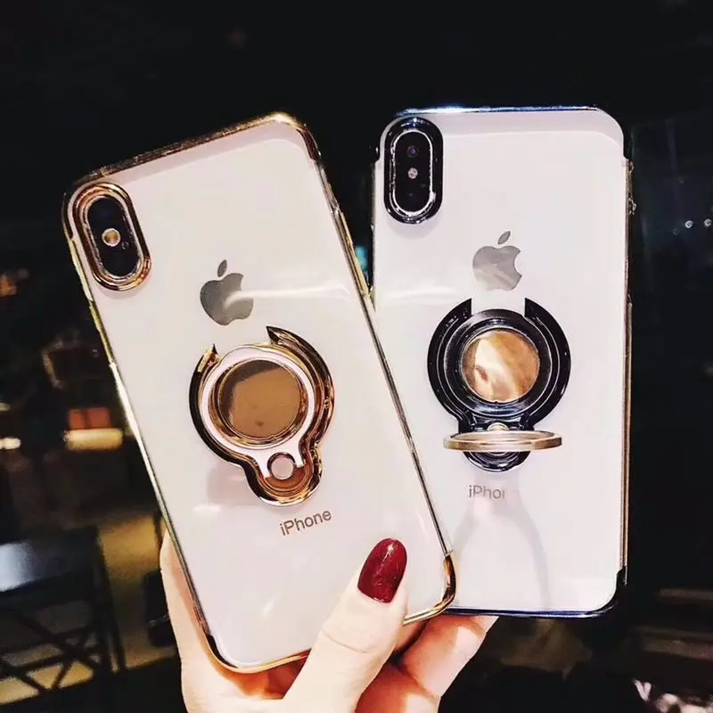 Чехол для iphone 11 Pro XS MAX XR X 10 магнитный держатель прозрачный мягкий силиконовый