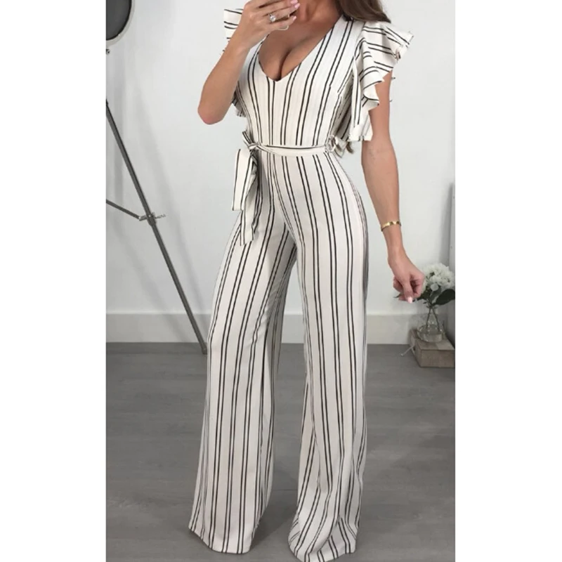 Ruffle sleeve wrap jumpsuit Summer fashion wide leg pants women jumpsuit Striped printed high waist rompers female overalls new
Ruffle sleeve wrap jumpsuit Summer fashion wide leg pants women jumpsuit Striped printed high waist rompers female overalls new