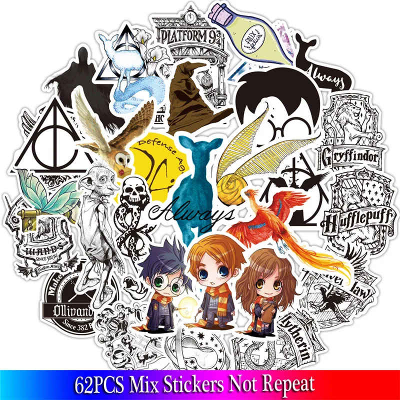 62PCS Pack Harry Classic Stickers Set Cartoon Stickers For Kids Luggage Skateboard Laptop Anime Stickers Lot For Children
62PCS Pack Harry Classic Stickers Set Cartoon Stickers For Kids Luggage Skateboard Laptop Anime Stickers Lot For Children