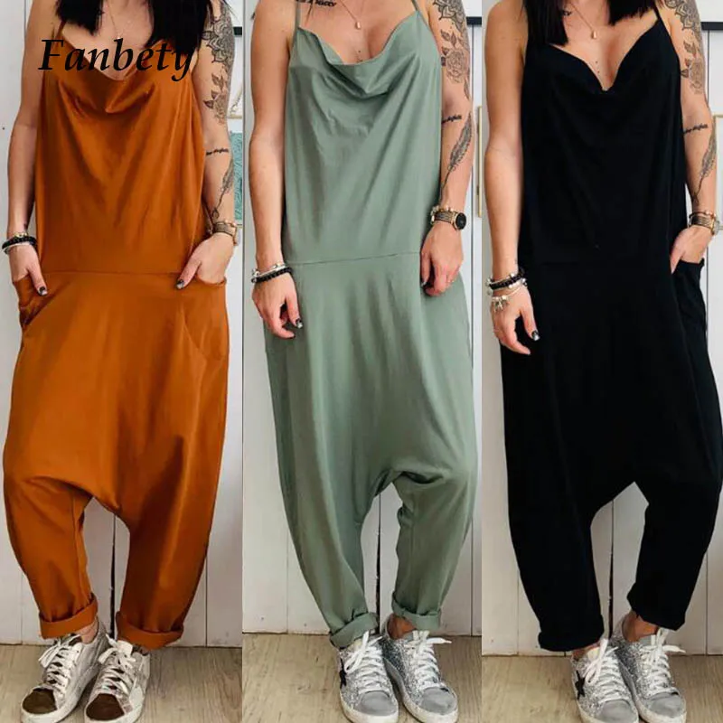 Fanbety Women Sexy strap Pockets Harlan Jumpsuit Ladies Vintage Casual Loose Sleeveless Solid Jumpsuit Summer Beach Overalls 3XL
Fanbety Women Sexy strap Pockets Harlan Jumpsuit Ladies Vintage Casual Loose Sleeveless Solid Jumpsuit Summer Beach Overalls 3XL