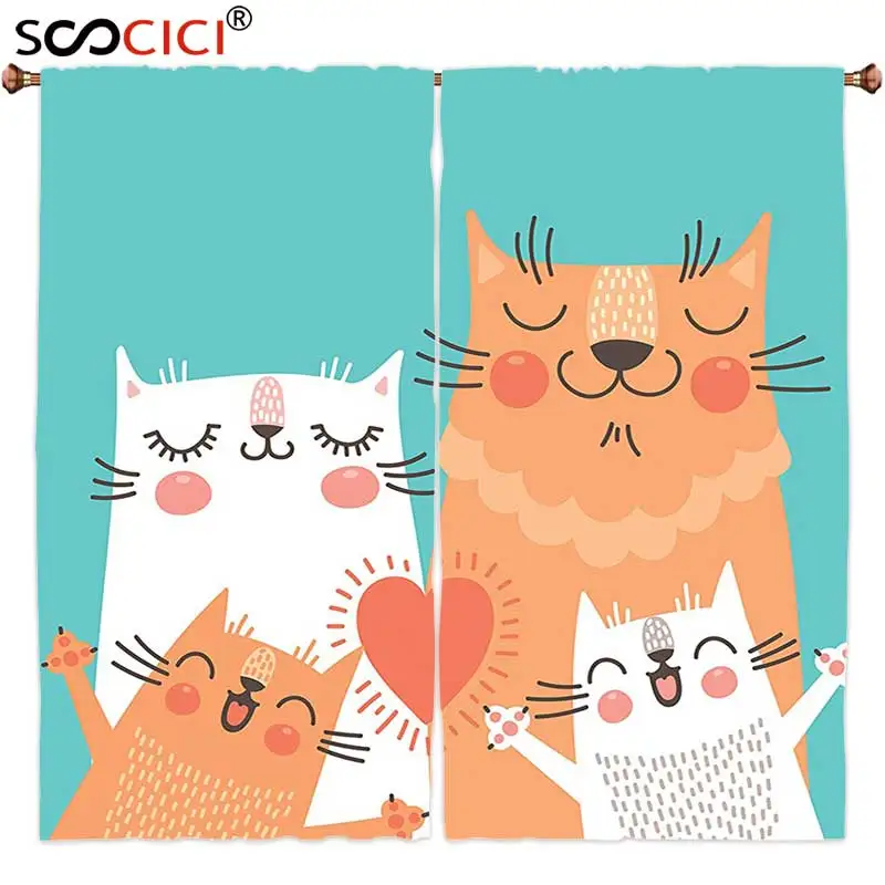 Window Curtains Treatments 2 Panels,Funny Decor Cute Kitten Couple Sweet Happy Paws Loving Heart with Family Cats Poster Style
Window Curtains Treatments 2 Panels,Funny Decor Cute Kitten Couple Sweet Happy Paws Loving Heart with Family Cats Poster Style