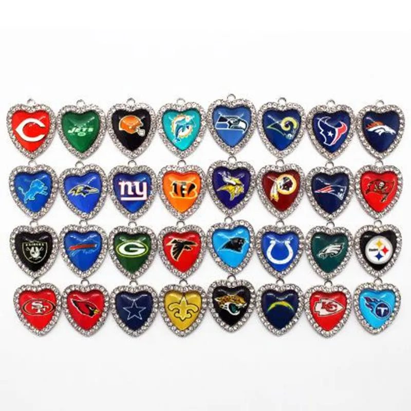 32 Mixs Heart White Crystal Glass Pendant USA Football Sports Team Dangle Charms Fit DIY Jewelry Necklace Bracelet Earrings
32 Mixs Heart White Crystal Glass Pendant USA Football Sports Team Dangle Charms Fit DIY Jewelry Necklace Bracelet Earrings