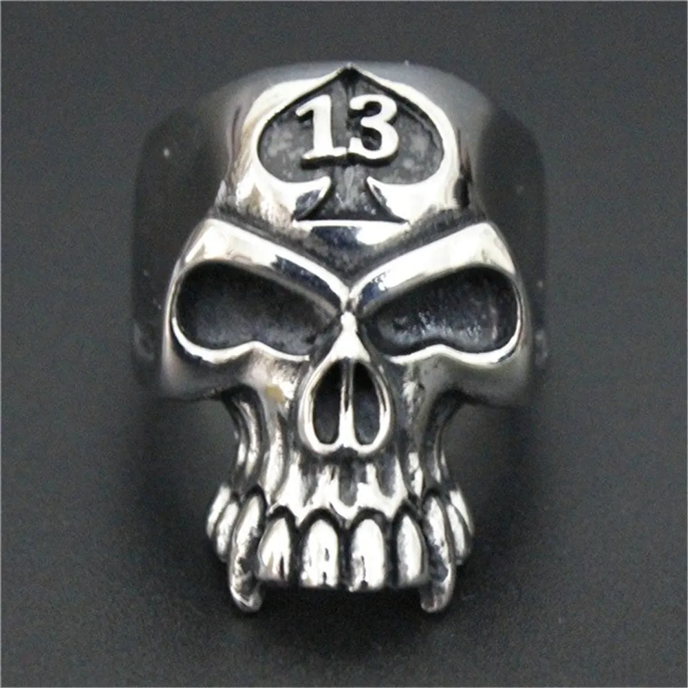 Men's Skull Ring Gothic Punk Biker Ring Lucky 13 Biker Ring Spade Skull Ring Band Party Motor Biker Club Ring
Men's Skull Ring Gothic Punk Biker Ring Lucky 13 Biker Ring Spade Skull Ring Band Party Motor Biker Club Ring