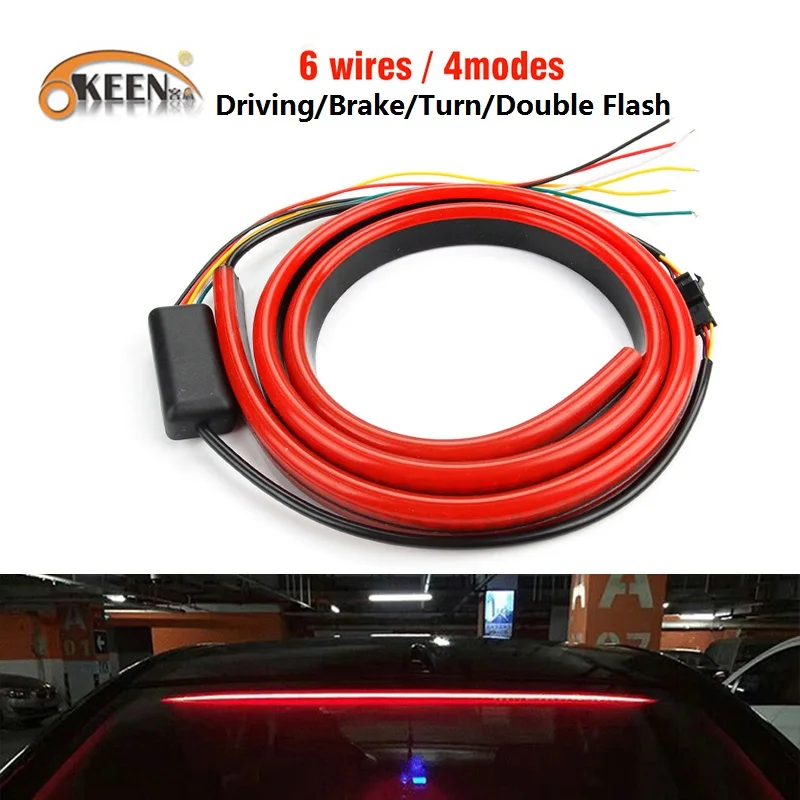 OKEEN 12V Flexible Red 90/100cm Car Additional LED Brake Light Car Third Brake Light With Driving Turn Signal Warning Stop Lamp
OKEEN 12V Flexible Red 90/100cm Car Additional LED Brake Light Car Third Brake Light With Driving Turn Signal Warning Stop Lamp