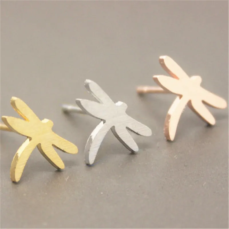 The latest elements bamboo dragonfly stud earrings Simple lovely Insects model for women | Украшения и аксессуары
