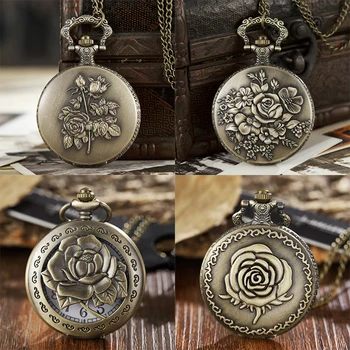 Flower Rose Pocket Watch Fob Clock With Chain Blossom Engraved Clock Men Blossom Bronze Case Watch Vintage Watches For Men Women
Flower Rose Pocket Watch Fob Clock With Chain Blossom Engraved Clock Men Blossom Bronze Case Watch Vintage Watches For Men Women