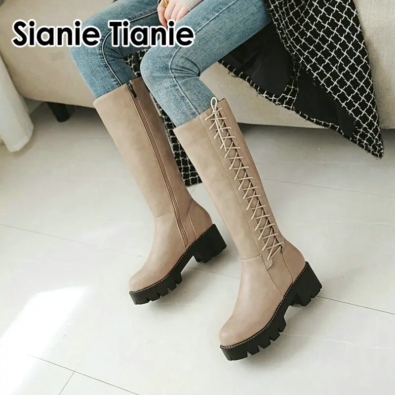 Sianie Tianie 2019 winter autumn round toe platform knee high boots for women cross-tied zipper woman riding equestrian boots
Sianie Tianie 2019 winter autumn round toe platform knee high boots for women cross-tied zipper woman riding equestrian boots