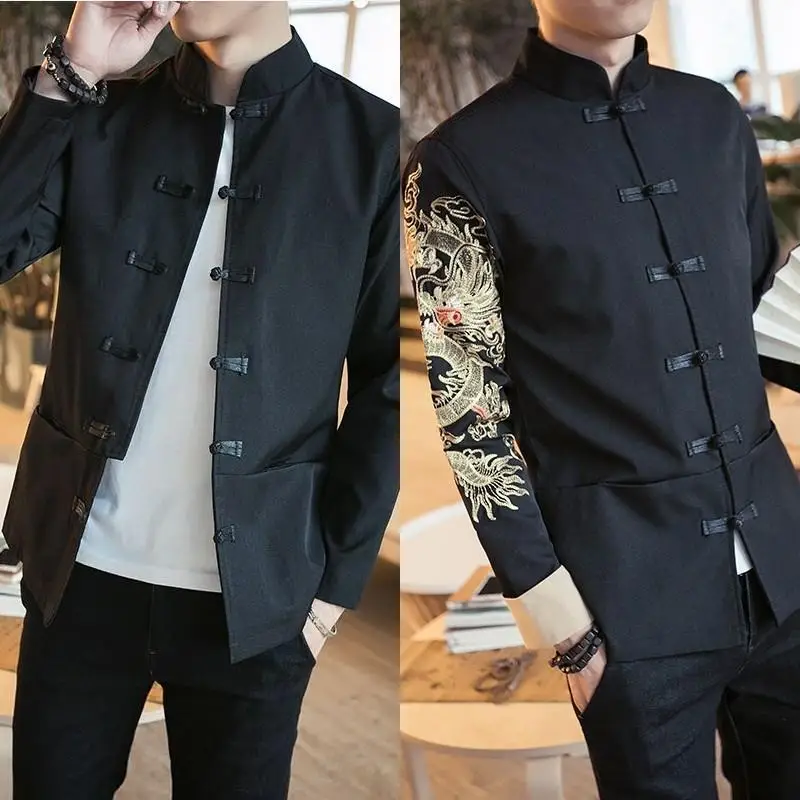 Men's Spring retro Zhongshan dress set Leisure youth vertical collar small suit Korean version slimming buckle Tang Coat
Men's Spring retro Zhongshan dress set Leisure youth vertical collar small suit Korean version slimming buckle Tang Coat