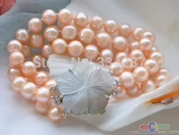 3row 8" 8-9mm pink round FRESHWATER CULTURED pearl BRACELET AA1013
3row 8" 8-9mm pink round FRESHWATER CULTURED pearl BRACELET AA1013