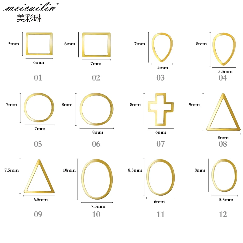Gold Hollow nail decorations (7)
