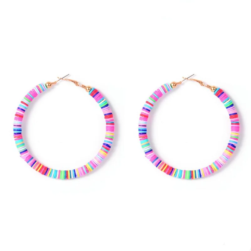Bohemian fashion simple earrings colorful mixed color soft clay earrings For Women 7.5cm 
Bohemian fashion simple earrings colorful mixed color soft clay earrings For Women 7.5cm