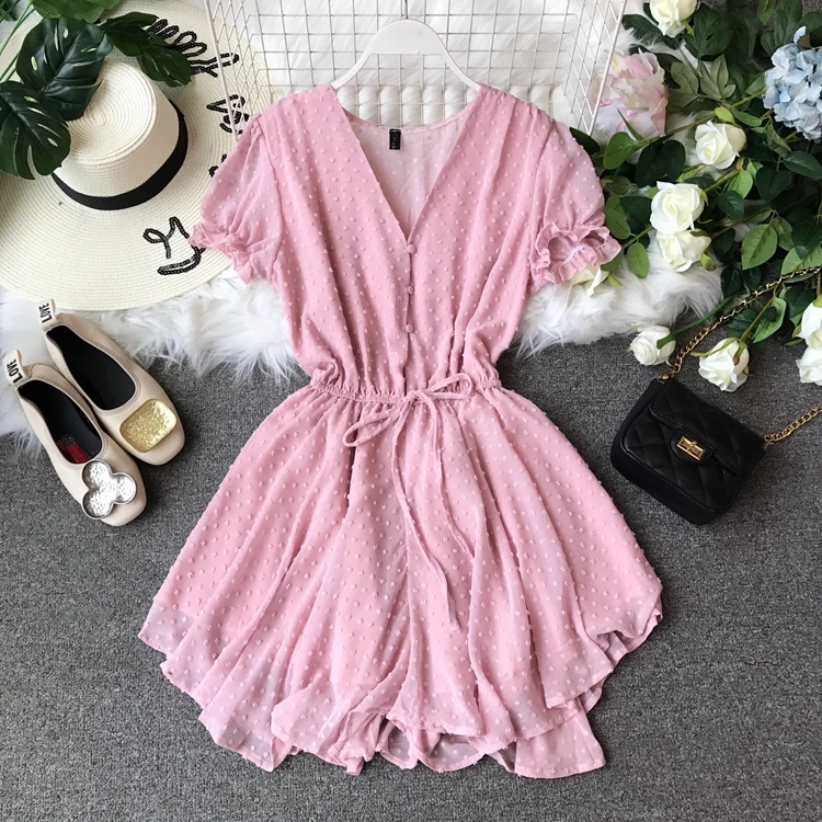 2009 New V-collar Flocking Point Chiffon Couplet Girls Summer Short Playsuits Women Short Sleeve Sweet Jumpsuits F162
2009 New V-collar Flocking Point Chiffon Couplet Girls Summer Short Playsuits Women Short Sleeve Sweet Jumpsuits F162