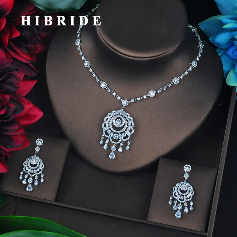 HIBRIDE Brilliant Cubic Zircon Tassel Earring Necklace Set Women Bridal Jewelry Set For Party Jewelry Accessories N-683
HIBRIDE Brilliant Cubic Zircon Tassel Earring Necklace Set Women Bridal Jewelry Set For Party Jewelry Accessories N-683