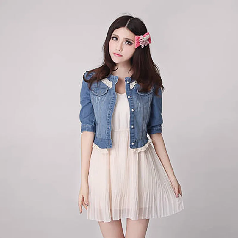ydy df, women demin outerwear , o-neck lace collar three quarter sleeve denim jacket pluse size
ydy df, women demin outerwear , o-neck lace collar three quarter sleeve denim jacket pluse size