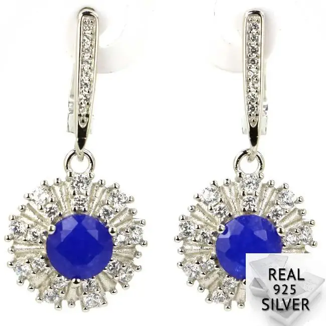 Real 5.7g 925 Solid Sterling Silver Ravishing Real Blue Sapphire CZ Woman's Earrings 33x15mm
Real 5.7g 925 Solid Sterling Silver Ravishing Real Blue Sapphire CZ Woman's Earrings 33x15mm
