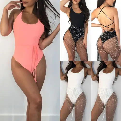 New Design Women One-Piece Swimsuit Solid Color Beachwear Bandage Backless Swimwear Push-up Padded Bikini Halter Bathing Suit
New Design Women One-Piece Swimsuit Solid Color Beachwear Bandage Backless Swimwear Push-up Padded Bikini Halter Bathing Suit