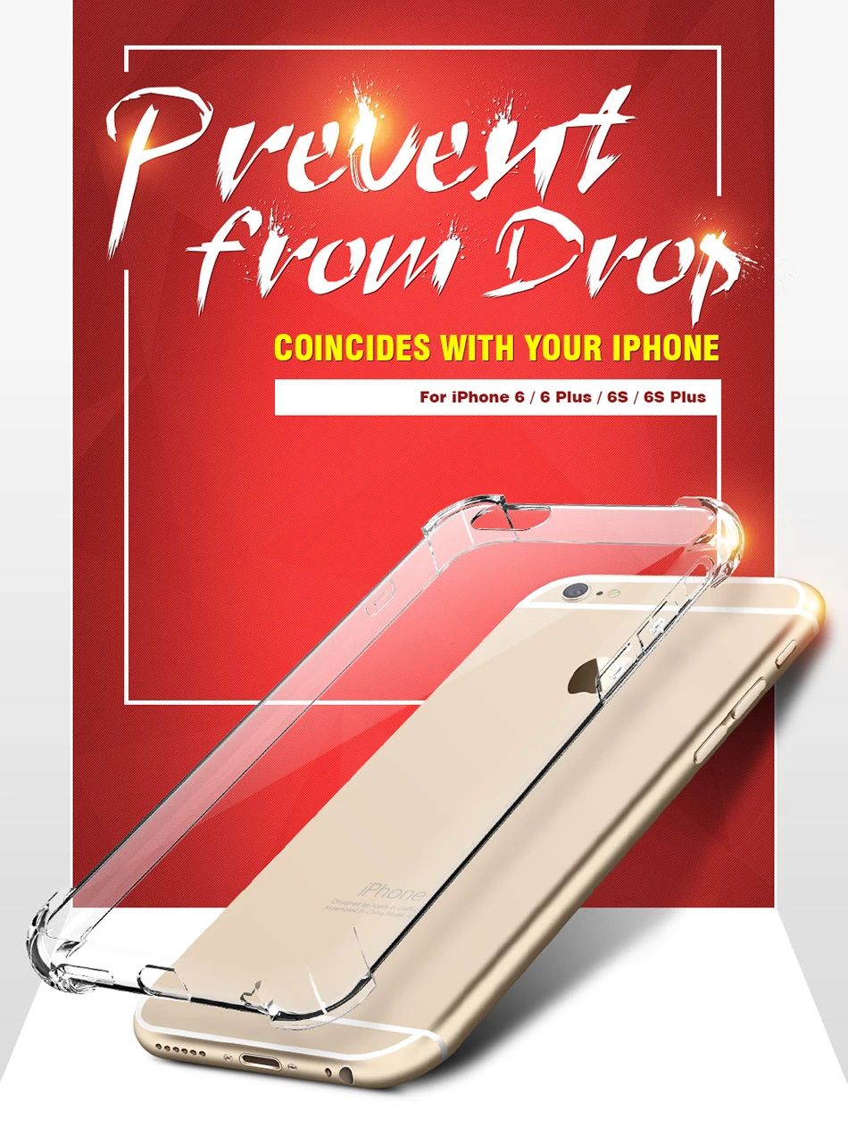 FLOVEME Phone Cases For iPhone 7 6s 6 Plus Clear Soft TPU Slim Shockproof Transparent Phone Cover For iPhone 6 6s 7 X Case Coque 1