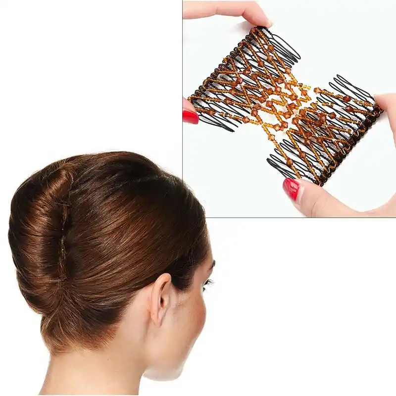 Magic Plastic Beautiful Ez Stretching Hair Combs Double Clips Hair