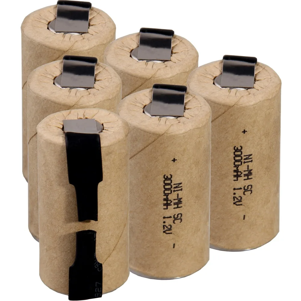 6 шт. SC 3000mah 1 2 v аккумулятор NIMH аккумуляторные батареи для электрической отвертки