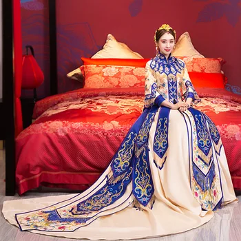High Quality Women Royal Blue Cheongsam Vintage Mandarin Collar Qipao Asian Bride Wedding Party Trailing Dress Size XS-XXXL
High Quality Women Royal Blue Cheongsam Vintage Mandarin Collar Qipao Asian Bride Wedding Party Trailing Dress Size XS-XXXL