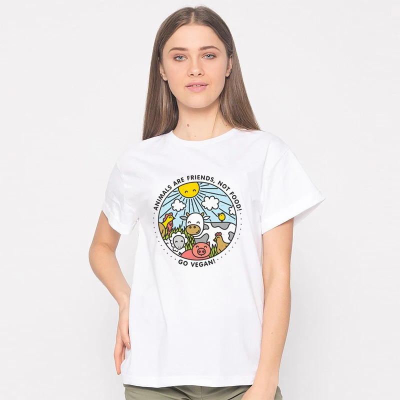 GAAJ "Animals are friends not food Go vegan" T Shirt Women Cotton Plus Size Woman T-Shirt T Shirt Short Sleeve Solid 30213#
GAAJ "Animals are friends not food Go vegan" T Shirt Women Cotton Plus Size Woman T-Shirt T Shirt Short Sleeve Solid 30213#