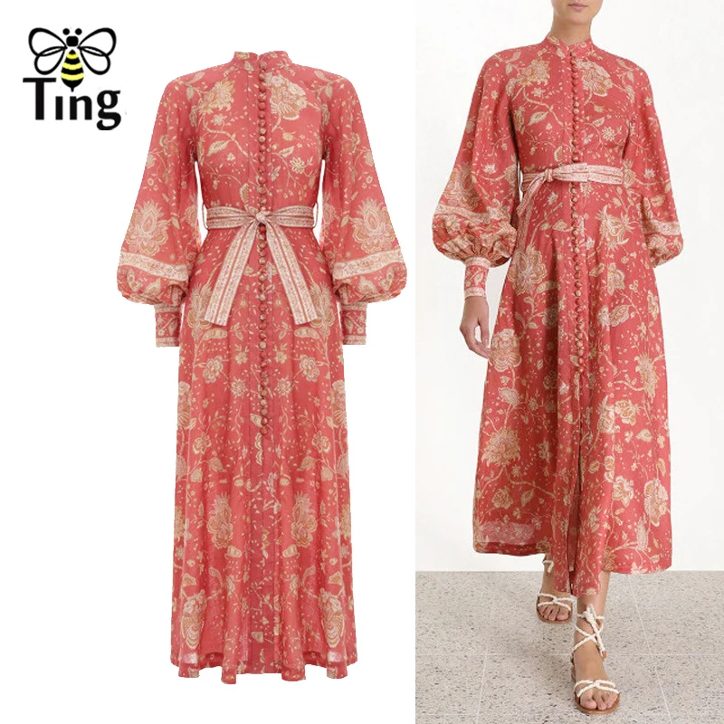 Tingfly Runway Designer Single Breasted Boho Chic Long Maxi Dress Women Casual Floral Print Spring Autumn Vestidos Casual
Tingfly Runway Designer Single Breasted Boho Chic Long Maxi Dress Women Casual Floral Print Spring Autumn Vestidos Casual