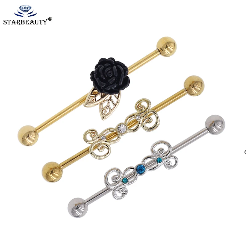 Starbeauty 1Pc Stainless Steel Black Rose Flower Ear Scaffold Long Bar Straight Barbells Gems Industrial Piercing
Starbeauty 1Pc Stainless Steel Black Rose Flower Ear Scaffold Long Bar Straight Barbells Gems Industrial Piercing