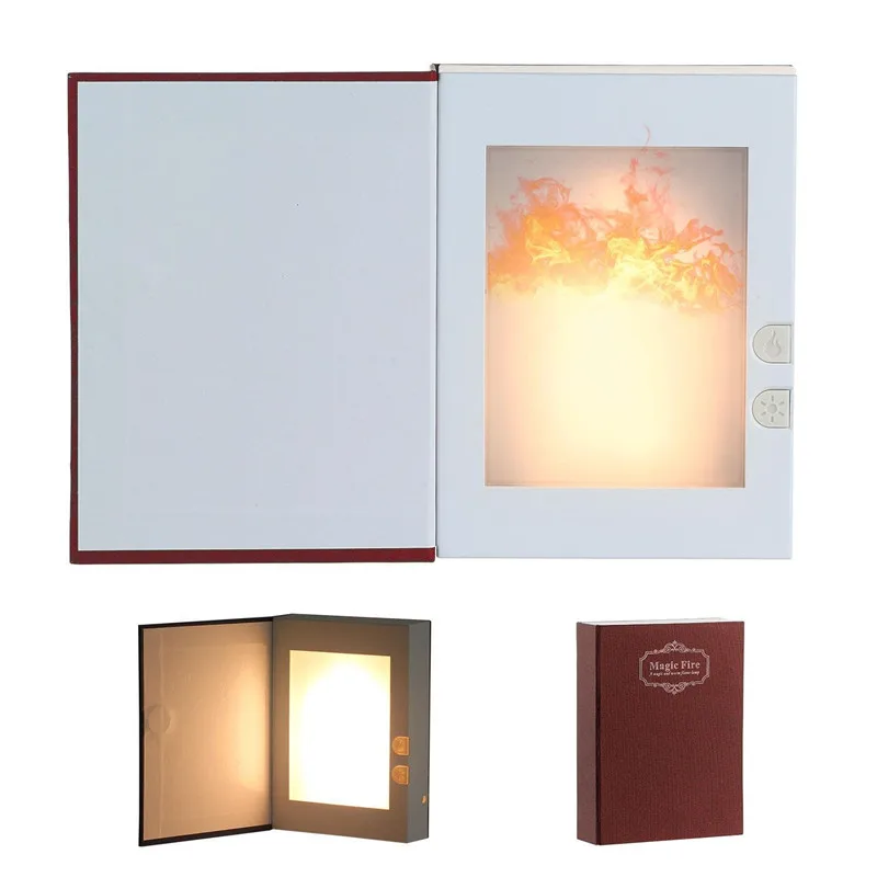 LED Flame Effect Fire Book Light USB Book Shaped Table Lamp Flickering Fire Atmosphere Decorative Lamps Magic book for gift
LED Flame Effect Fire Book Light USB Book Shaped Table Lamp Flickering Fire Atmosphere Decorative Lamps Magic book for gift