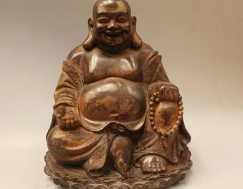 11" Chinese Buddhism Bronze Seat Happy Laugh Maitreya Buddha Hand Beads Statue
11" Chinese Buddhism Bronze Seat Happy Laugh Maitreya Buddha Hand Beads Statue