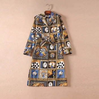 European and American women's wear autumn 2018 The new Long sleeve lapel Restoring ancient ways is printed Trench coat
European and American women's wear autumn 2018 The new Long sleeve lapel Restoring ancient ways is printed Trench coat